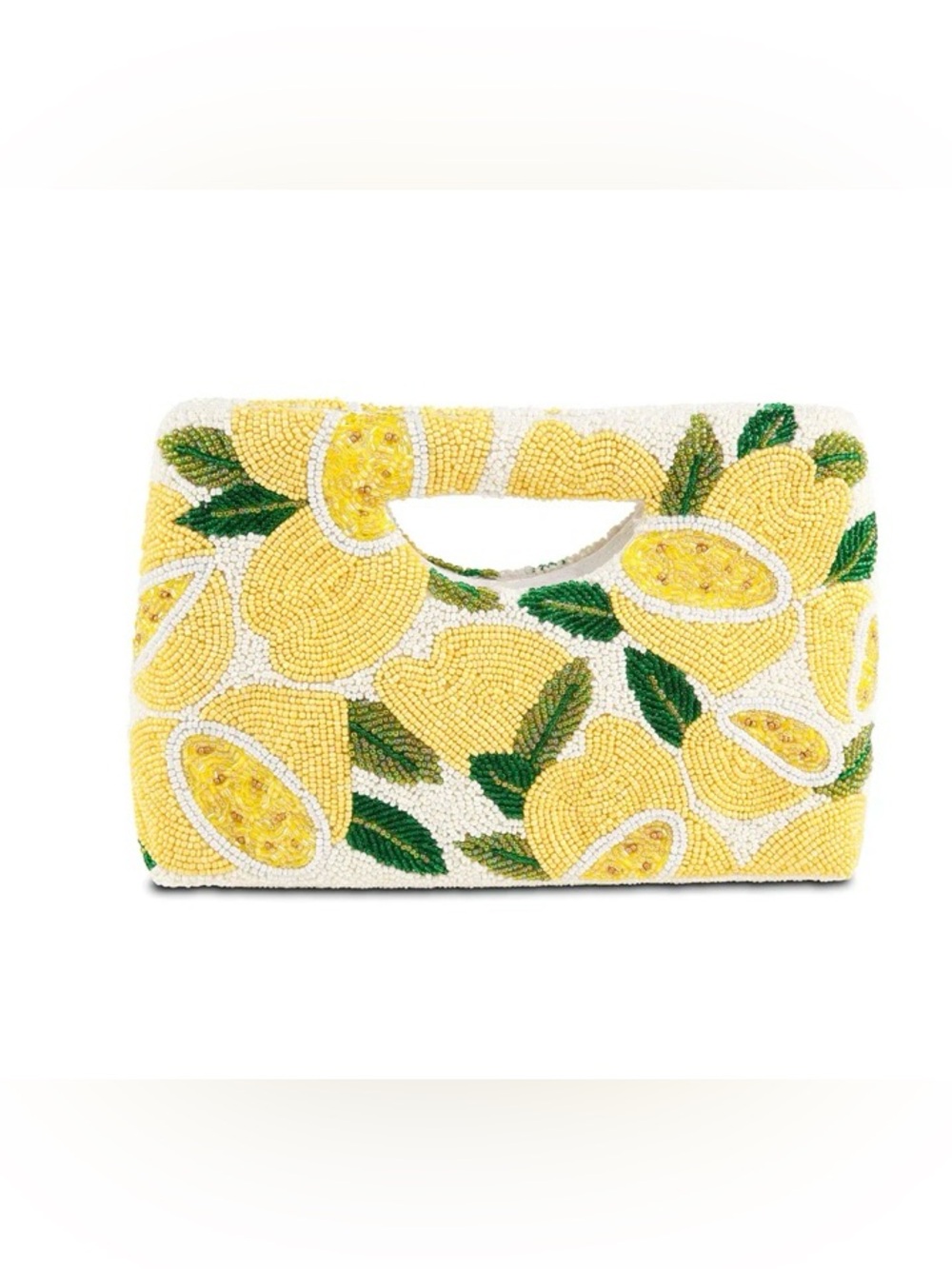 Tiana New York Beaded Lemon Print Top-Handle Clutch